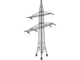 High Voltage Electric Power Transmission Pylon 3D Model