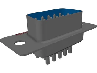 D-Sub 9 Connector 3D Model