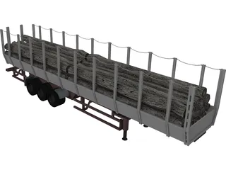 Logging Truck Trailer 3D Model