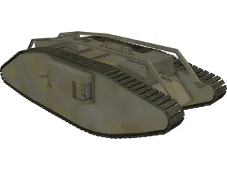 British MK1 World War 1 Era Tank 3D Model