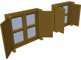 Double Shutter Window 3D Model