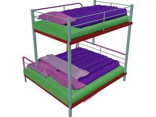 Double Bunk Bed 3D Model