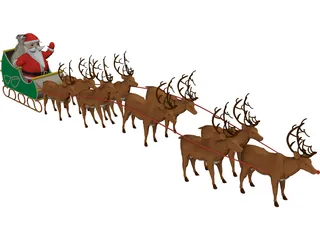 Santa and Sleigh 3D Model