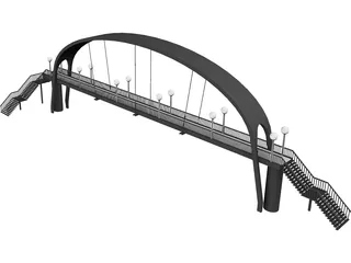 Suspension Arch Walkway Bridge 3D Model