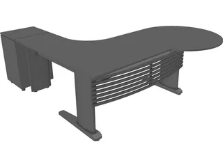 Desk with Extention 3D Model