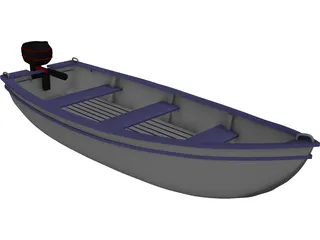 Boat with Outdoor Motor 3D Model