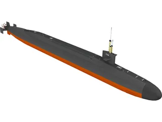 Ohio SSBN Nuclear Ballistic Missile Submarine 3D Model