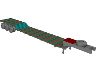 Goose Neck Lowboy Trailer 53 foot 3D Model