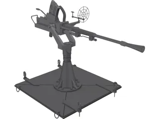 Type-96 Single AA-Gun 3D Model