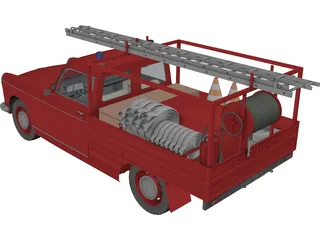 Peugeot Pickup Fire Truck 3D Model