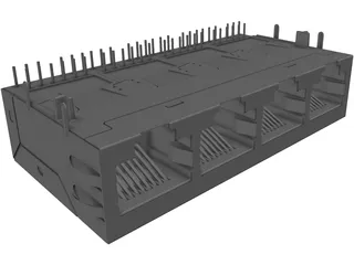 RJ-45 Connector 1x4 3D Model