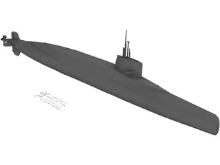 French Sub Le Redoutable S 611 3D Model
