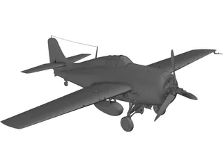 Grumman F4F-4 Wildcat 3D Model