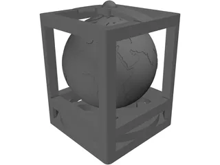 Globe in Cube Frame 3D Model