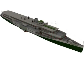 Rheundampfer Goethe Steam Ship 3D Model