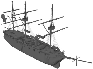 Esmeralda Wooden Ship 3D Model