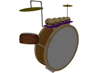 Antique Drum Kit 3D Model