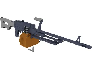 Kalashnikov Hand Machinegun 3D Model