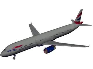 Airbus A321 British Airways 3D Model