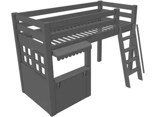 Loft Bed Children with Store 3D Model