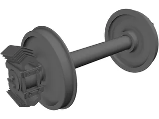 Freight Train Axle 3D Model