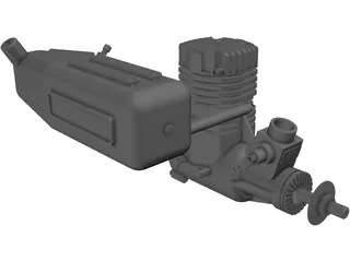 RC OS .50 Engine with Standard Muffler 3D Model