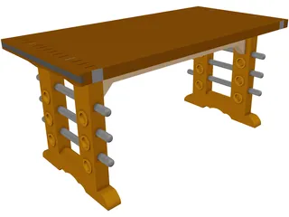 Butcher Block Table 3D Model