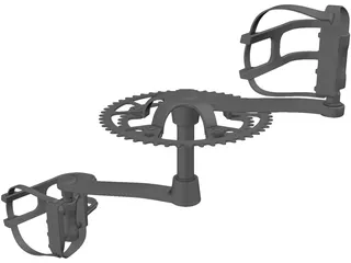 Pedals and Crankset 3D Model