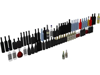Bar Bottles Collection 3D Model