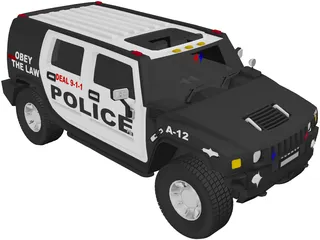 Hummer H2 Police 3D Model