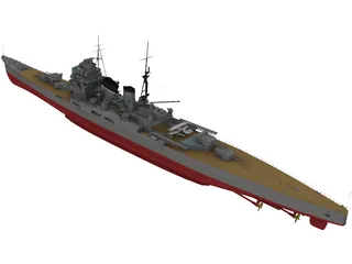 Heavy Cruiser Takao (1932) 3D Model