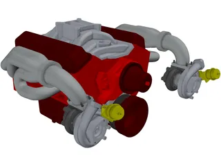 Engine SBC Dual Turbo 3D Model