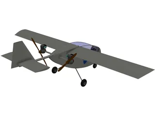 Manticore Single Seat Twin Pusher Aeroplane 3D Model