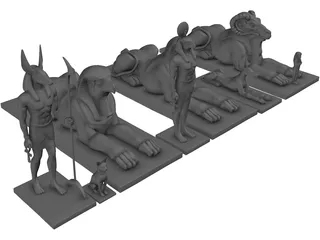 Egyptian Statues 3D Model