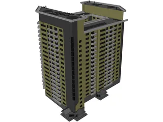 Inhabited high-rise building 3D Model