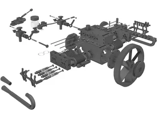 Engine 4 Cylinder Boxer 3D Model