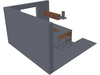 Walnut Kitchen 3D Model