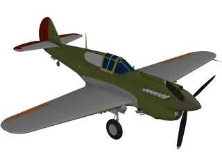 Curtiss P-40E 3D Model