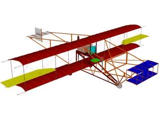 Biplane Curtis Pusher 3D Model