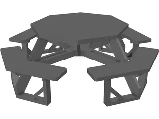 Octogonal Garden Table 3D Model