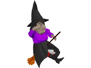 Witch Flying On Broom 3D Model