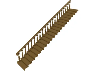 Wood Stair 3D Model