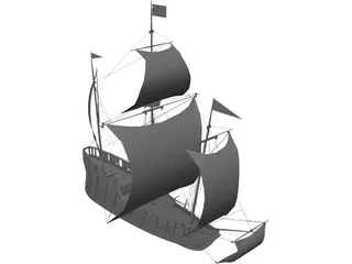 Caravel Sailing Ship 3D Model