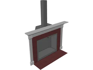 Basic Home Fireplace and Mantle 3D Model