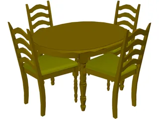 Table with Chairs 3D Model