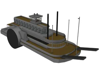 Steamboat SideWheel (1900) 3D Model