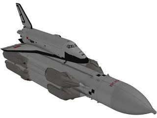 Buran-Energia Space Shuttle with Rocket 3D Model