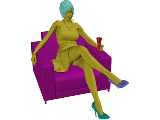 Woman on Chair 3D Model