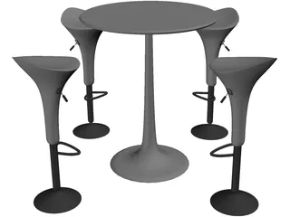 Bar Stool with Table 3D Model