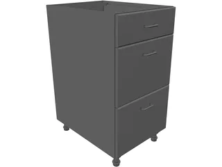 3 Drawer Cabinet 3D Model